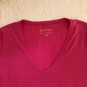 Lilly Pulitzer V Neck Tee hot pink